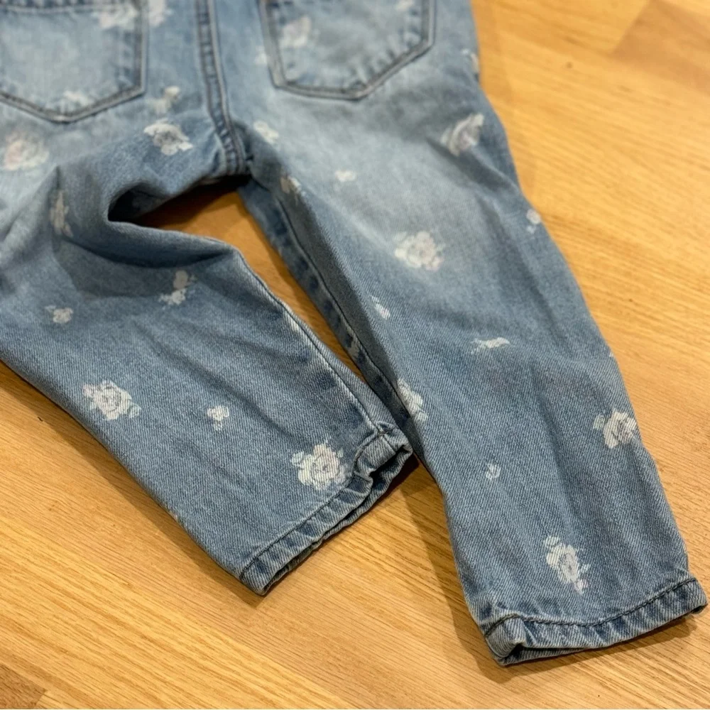 2T Denim Overalls by OshKosh with White & Pink Floral Size 2T